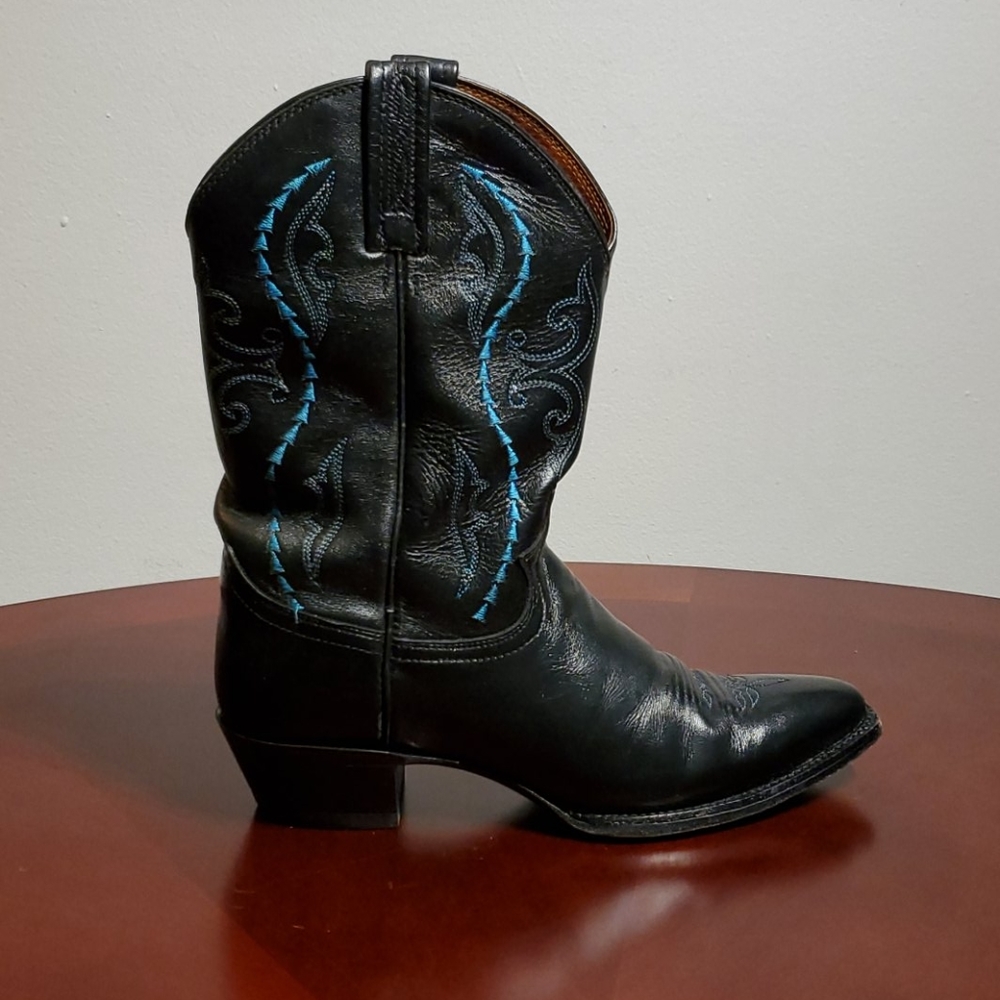 JUSTIN Boots Black Leather Western Classic J-Toe